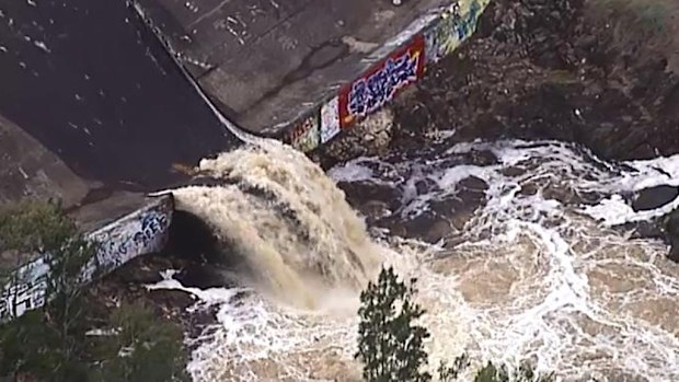 At least 12 dams are overflowing in southeast Queensland. (9NEWS)