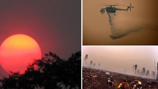 Dozens of wildfires have wreaked havoc across western Canada, with the drifting smoke producing a glowing red mood in Alberta. (Twitter - @TFenton91, @tazzie49, AAP).