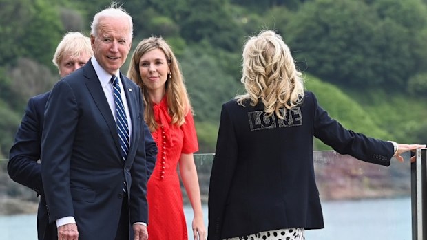 Joe and Jill Biden with British PM Boris Johnson and wife Carrie Johnson. 