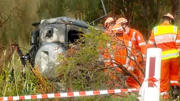 Two people were killed in a fiery crash at Mount Moriac overnight. (9NEWS)