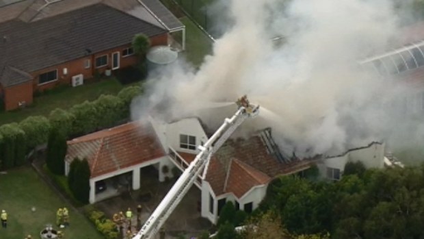 Fire has destroyed a two-storey house in the Melbourne suburb of Narre Warren. (9NEWS)