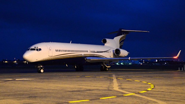Plane carrying South African President Jacob Zuma arrives at the G20 terminal at Brisbane Airport. (AAP)