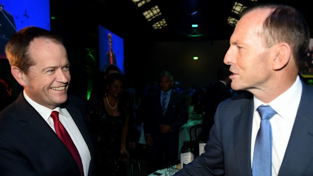 Opposition leader Bill Shorten with Prime Minister Tony Abbott. (AAP)