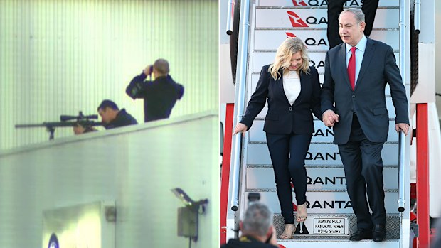 Israel Prime Minister Benjamin Netanyahu and his wife arrived in Australia this morning. (9NEWS/AAP)