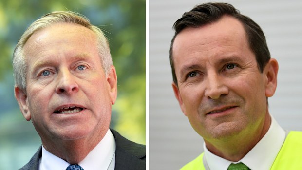 West Australian Premier Colin Barnett and West Australian Opposition Leader Mark McGowan. (AAP)