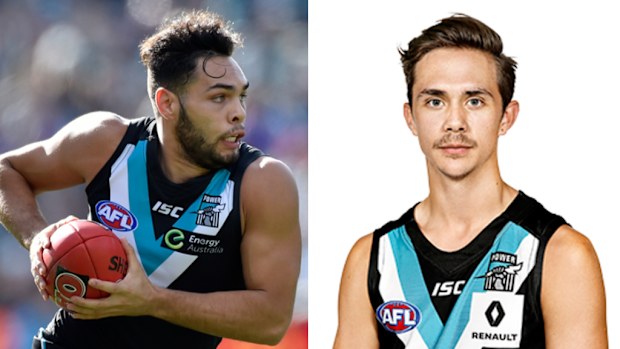 Jarman Impey and Aidyn Johnson. (AAP and Port Adelaide Football Club)