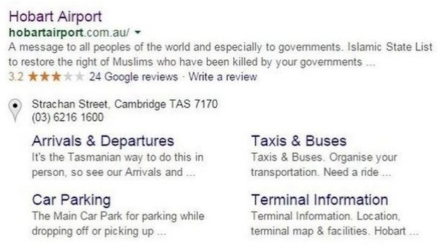 A Google search of the hacked website. (Google)