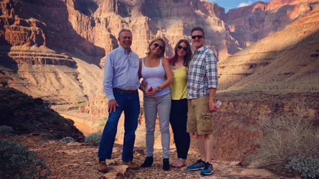 Brittany Mayanard at the Grand Canyon with her parents and husband.
