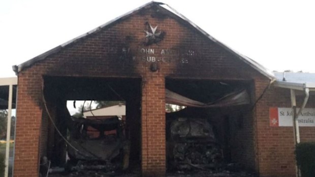 The building, along with two ambulances, were significantly damaged in the blaze. (WA Police)