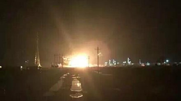 People's Daily tweeted this picture of a second blast which reportedly took place at a chemical plant in eastern China early this morning. (Twitter)