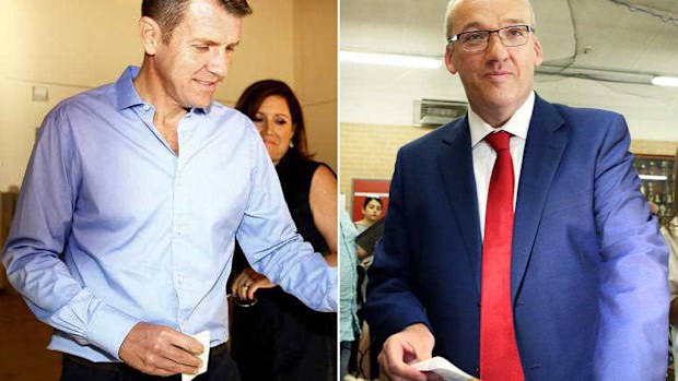 Mike Baird and Luke Foley vote in the 2015 NSW state election. (AAP)