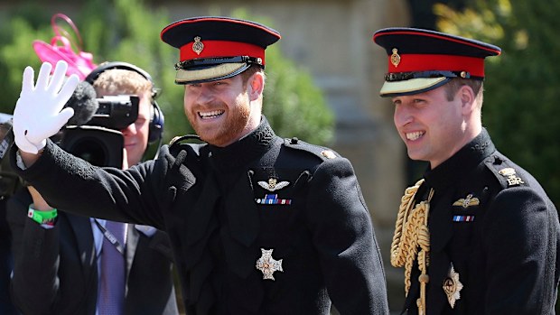 They stood at each other's sides on their wedding days. William and Harry arrive on Prince Harry's wedding day.