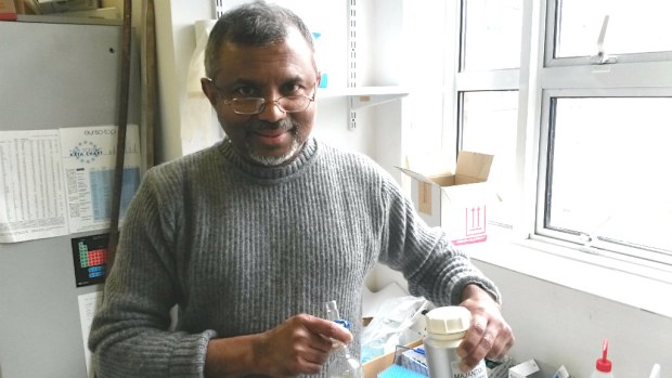 Nimal Gunaratne from Queen's University Belfast who has developed a perfume which smells better the more you sweat. (AAP)