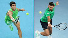 Carlos Alcaraz of Spain and Novak Djokovic of Serbia.