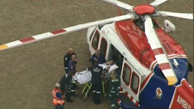 The man was airlifted to the Alfred hospital. (9NEWS)