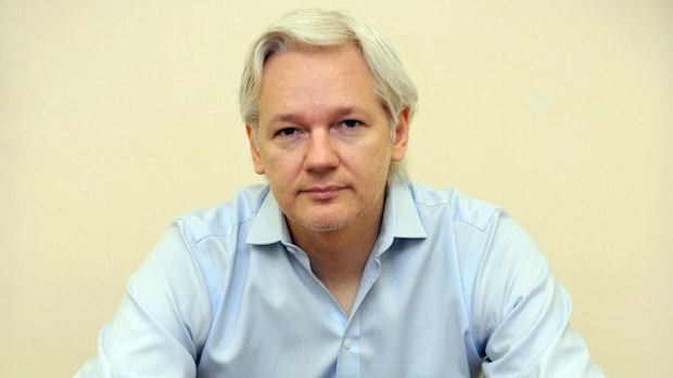 WikiLeak's founder Julian Assange gives a media interview at the Ecuadorean embassy in London. (AAP Image/PA Pool, Anthony Devlin)