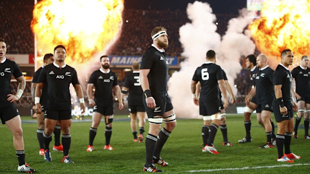 The fireworks that launched during the All Blacks' haka injured three people. (Getty)