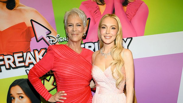 LOS ANGELES, CALIFORNIA - JULY 22: (L-R) Jamie Lee Curtis and Lindsay Lohan attend the Freakier Friday Los Angeles Premiere at El Capitan Theatre in Los Angeles, California on July 22, 2025. (Photo by Alberto E. Rodriguez/Getty Images for Disney)