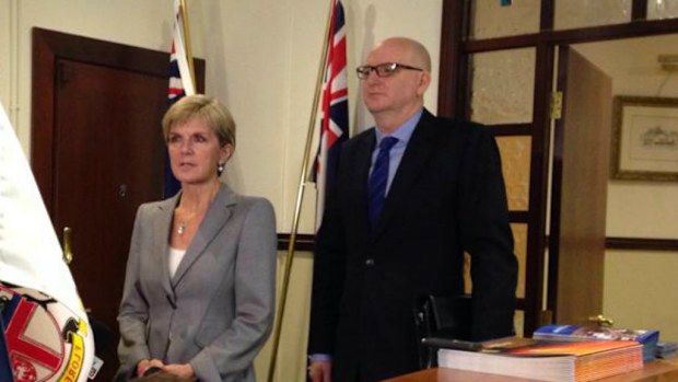 Foreign Minister Julie Bishop meets with recalled Indonesian ambassador Paul Grigson. (9NEWS)
