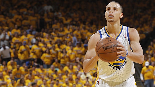 Stephen Curry attempts a free throw during the 2013 NBA Playoffs.