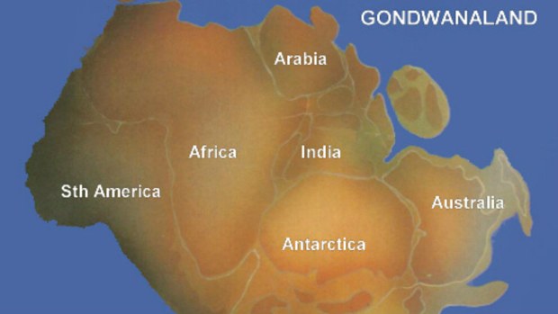 The primeval continent of Gondwanaland. (Interactive Science Notebook)