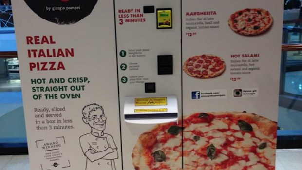 Sydney restaurateur George Pompei has imported a $40,000 Italian-made pizza vending machine. (Twitter) 
