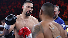 Joseph Parker and Faiga Opelu embrace.