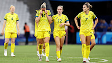 Matildas react after losing to the United States.