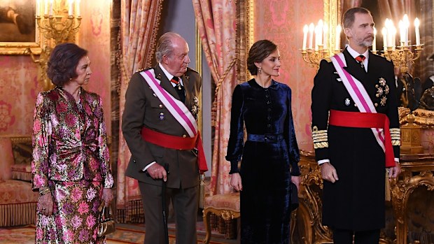 King Felipe and Queen Letizia with former King Juan Carlos and his wife Queen Sofia.