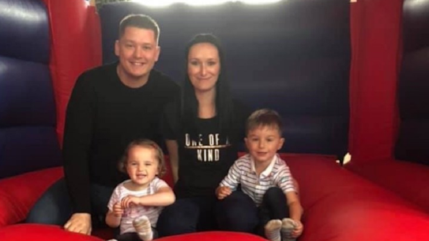 Sam Broadbent with husband Luke and children Jacob and Sienna.