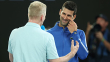 Novak Djokovic during his interview with Jim Courier. 