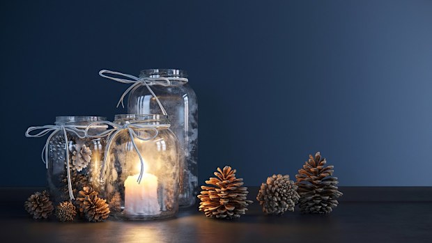 Candles in jars for Christmas