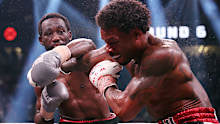 Terence Crawford punches Errol Spence Jr. during round six of the World Welterweight Championship bout.