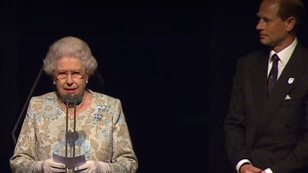 Queen Elizabeth opens the London 2012 Paralympics, joined by Prince Edward.