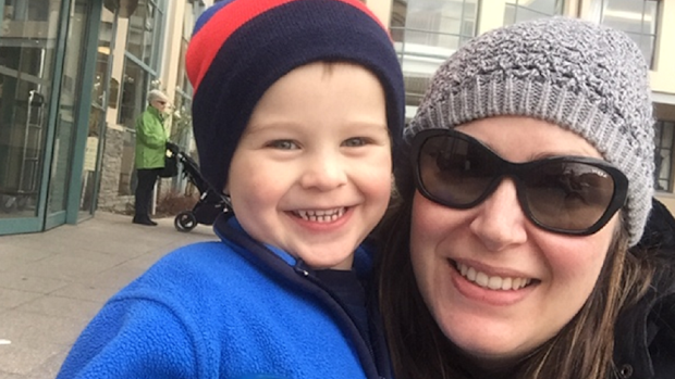 Louise with son smiling