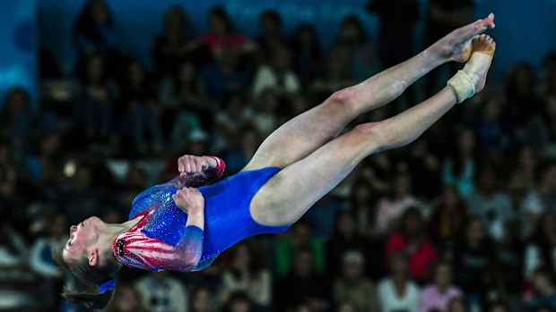 Kate Sayer of Australia competes  in the Women's All-Around Final.