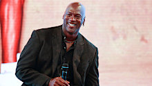 Michael Jordan attends a press conference.
