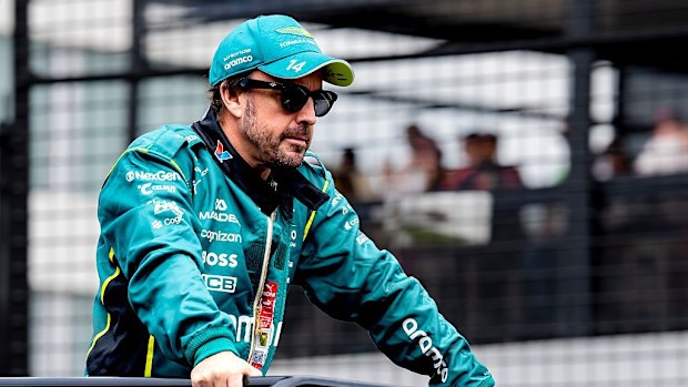 Fernando Alonso participates in the Formula 1 Melbourne race at Albert Park.