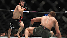 Khabib Nurmagomedov during his fight against Conor McGregor in 2018. 