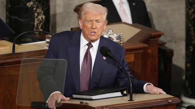 President Donald Trump addresses a joint session of Congress.
