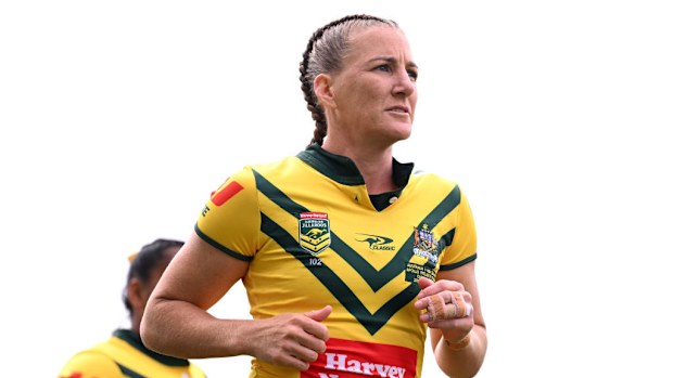 Ali Brigginshaw of Australia runs onto the field
