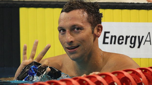 Ian Thorpe during two of the Australian Olympic Swimming Trials in 2012.