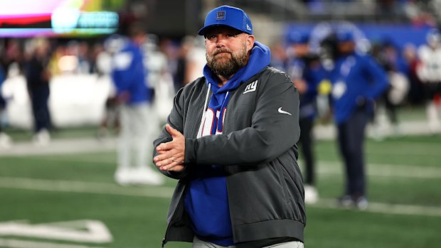 New York Giants head coach Brian Daboll walks the field.