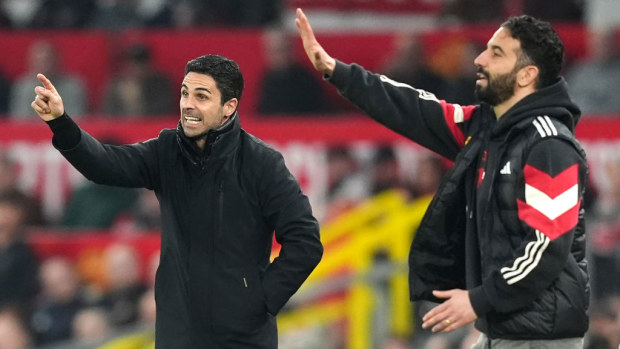 Arsenal manager Mikel Arteta (left) and Manchester United manager Ruben Amorim during the Premier League match at Old Trafford.