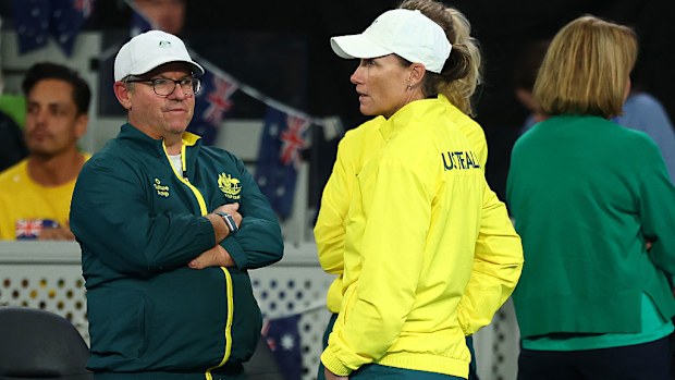 Samantha Stosur of Australia looks on after defeat.