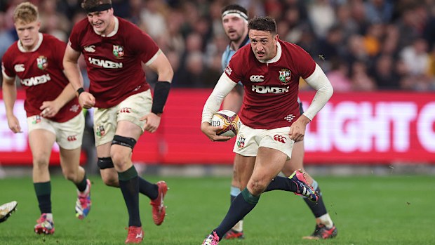 Alex Mitchell of the British & Irish Lions breaks with the ball.