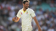 Mitchell Starc bowling during the Ashes. 