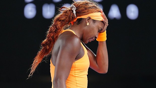 Coco Gauff reacts against Elina Svitolina.