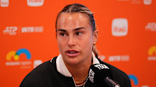 Aryna Sabalenka speaks to the media ahead of the Miami Open.
