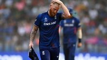 Ben Stokes reacts during England's loss to South Africa.